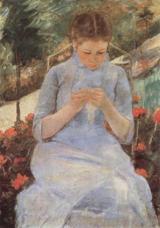 Mary Cassatt Young woman sewing in the Garden France oil painting art
